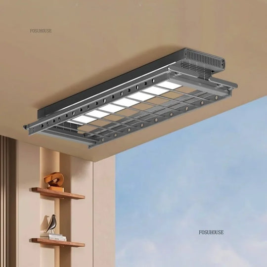 Vista lateral del tendedero elevable con luz LED