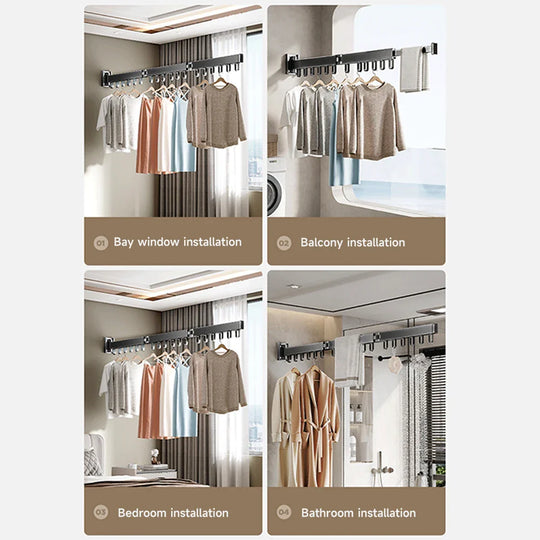 Tendedero de aluminio con ganchos para ropa