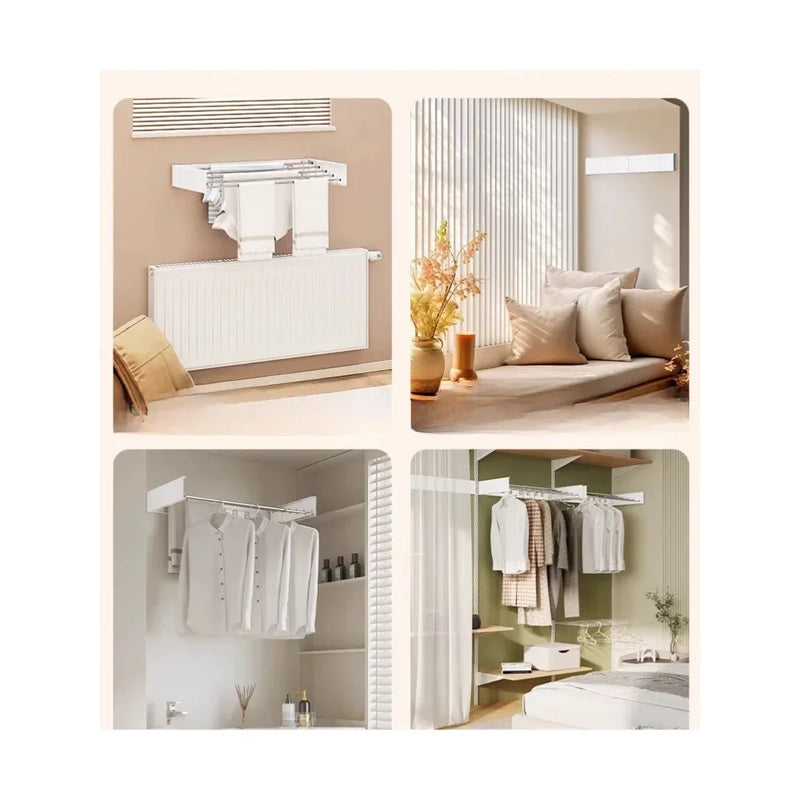 Tendedero retráctil en baño pequeño