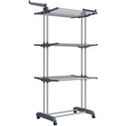SONGMICS Tendedero de Ropa Plegable, 4 Niveles Móvil, Ruedas Bloqueables, Acero Inoxidable, 64x126x172 cm