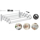 Tendedero de Pared con 9 Barras - Extensible 80/100cm de Acero Inoxidable Plegable para Interior o Exterior, Ideal para Ahorro de Espacio y Fácil Inst
