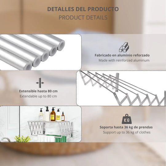 Tendedero plegable de gran capacidad para secar ropa