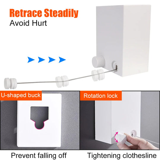 Tendedero de pared extendido con ropa secándose