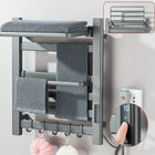 Toallero Eléctrico Calefactado con Pantalla Digital y Termostato Táctil, Secador para Toallas y Ropa, Acero Inoxidable 304