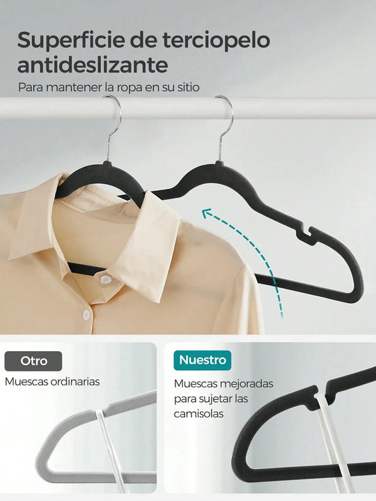 Percha de terciopelo con barra para pantalones