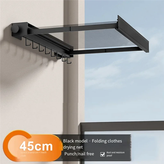 Brazos de aluminio extendidos con ropa