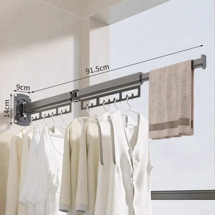 Tendedero Plegable de Pared sin Taladros, Retráctil e Invisible para Balcón
