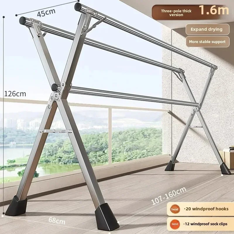 Tendedero de Ropa Retráctil y Plegable para Balcón de Acero Inoxidable