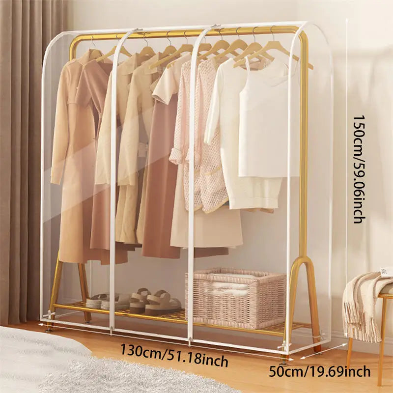 Funda protectora transparente cuadrada para tendedero de ropa de pie, resistente al polvo y la humedad