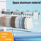Tendedero de Ropa Plegable de Pared con Poste Retráctil, Ahorrador de Espacio 3 Pliegues