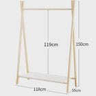 Tendedero de Ropa de Madera para Niños, Autoportante, Sin Perforaciones, Baja Altura, Móvil y Plegable