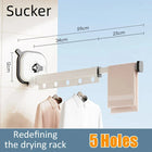 Tendedero de Pared Plegable con Ventosa y Percha Retráctil de 3 Pliegues