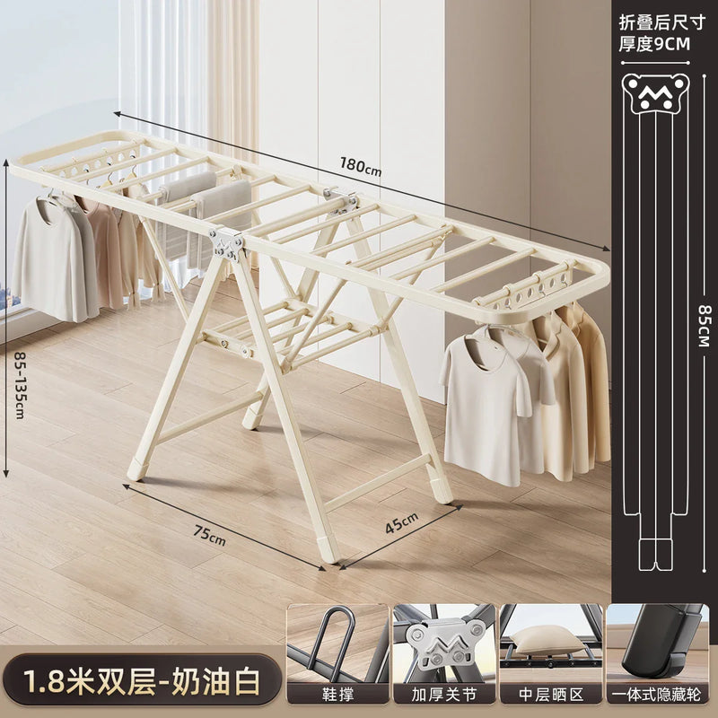 Tendedero de Ropa Plegable para Balcón, Hogar, Secado de Edredones, Ropa de Bebé, Colgador Exterior