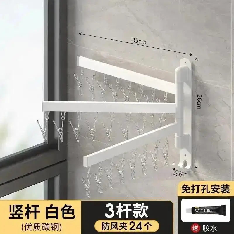 Tendedero de Ropa Plegable Multifuncional Sin Agujeros para Cocina, Baño, Balcón