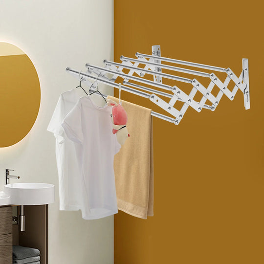 Tendedero de pared plegable con varillas extendidas