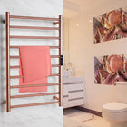 Detalle del acabado rose gold del toallero calefactor