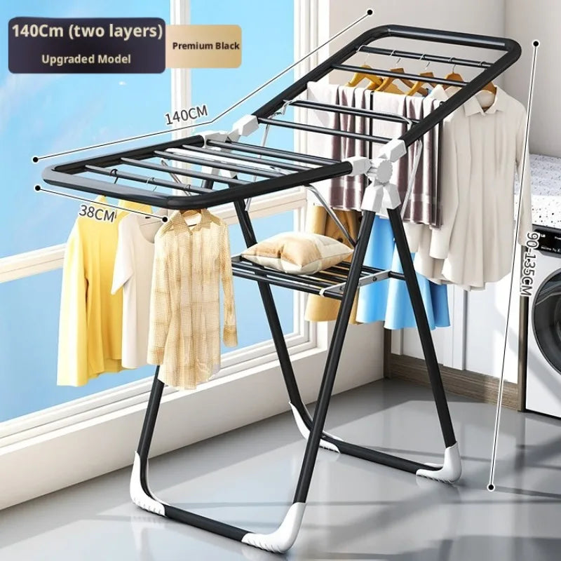 Tendedero plegable con ruedas, fácil de mover