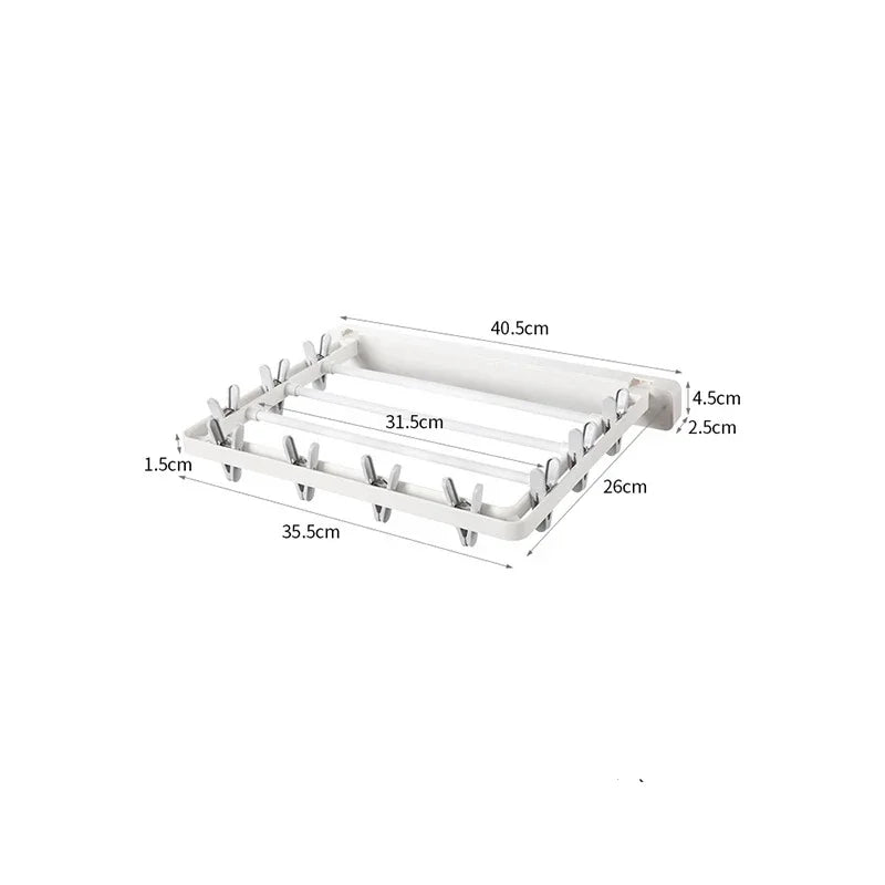 Tendedero plegable en uso con ropa interior