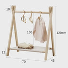 Tendedero de Ropa de Madera para Niños, Autoportante, Sin Perforaciones, Baja Altura, Móvil y Plegable