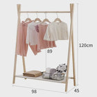 Tendedero de Ropa de Madera para Niños, Autoportante, Sin Perforaciones, Baja Altura, Móvil y Plegable