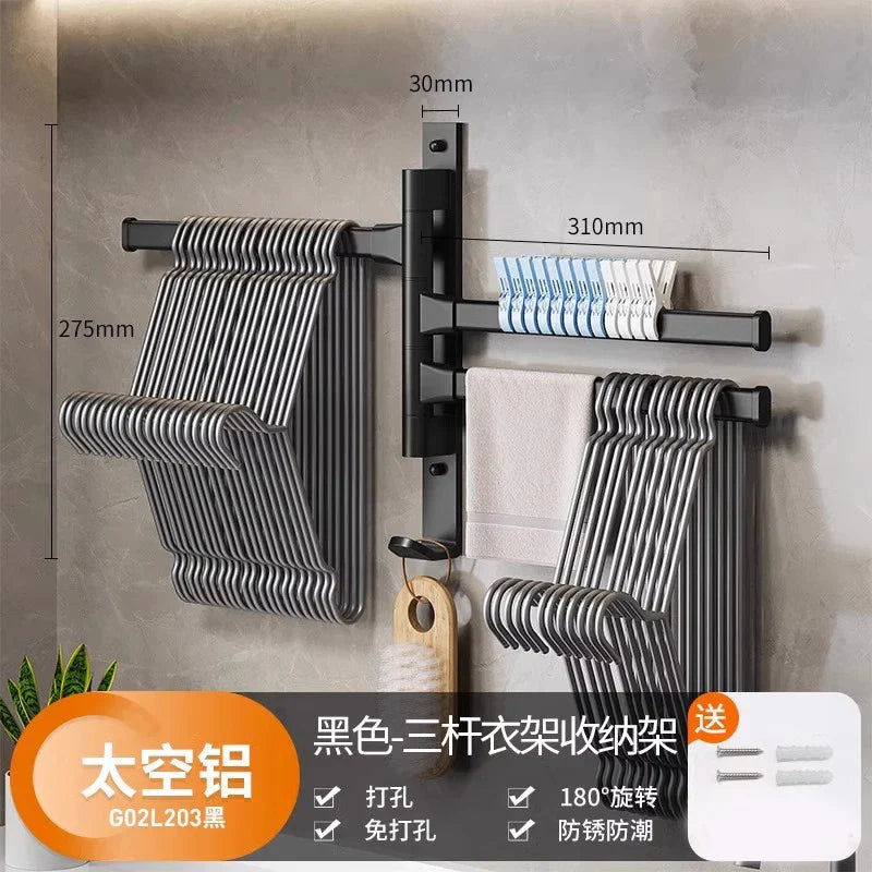 Tendedero de Ropa de Pared para Balcón, Toallero Perforado para Cocina y Baño