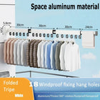 Tendedero de Ropa Plegable de Pared con Poste Retráctil, Ahorrador de Espacio 3 Pliegues