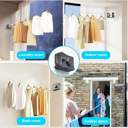 Cable retráctil para secar ropa en interiores