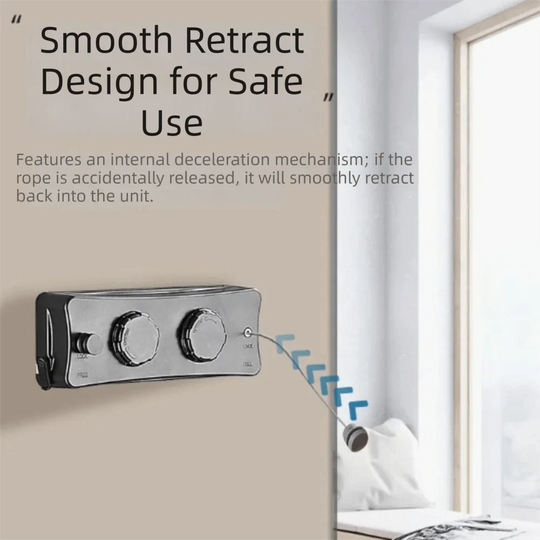 Instalación de tendedero en pared con cuerdas retráctiles