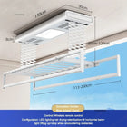 Tendedero de Ropa Elevable Automático para Balcón, Plegable y Retráctil con Control Remoto e Iluminación
