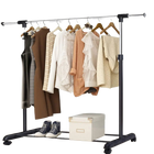 1 Juego de Barra Telescópica para Colgar Ropa, Perchero Ajustable de Suelo con 4 Ruedas Móviles, Estante Portátil para Trajes, Bolsos y Faldas Largas