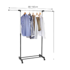 1 Juego de Barra Telescópica para Colgar Ropa, Perchero Ajustable de Suelo con 4 Ruedas Móviles, Estante Portátil para Trajes, Bolsos y Faldas Largas