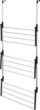 ARISE SHOP Tendedero de Ropa Plegable para Puerta, Metal/Plástico, 3 Niveles, 12 Varillas, 6.5m de Espacio de Secado, Diseño Plegable, Fácil Montaje,