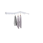 Colgador de Ropa de Pared 3 Pliegues con Anillo Giratorio, Blanco, Ahorro de Espacio, Resistente, Múltiples Ganchos