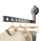 Estante para Secar Ropa con Ventosa, Plegable, con Ganchos, Colgador de Pared, Interior/Exterior