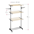 Folding clothesline - Tienda Eurasia vertical drying rack with wheels, 3 height levels, made of durable metal, dimensions 80-140x57x165 cm, space-savi
