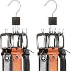 Gancho Giratorio 360° con Múltiples Garras para Organizar Bolsos, Cinturones, Sostenes y Corbata - Estante de Madera y Metal para Armario