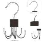 Gancho Giratorio 360° con Múltiples Garras para Organizar Bolsos, Cinturones, Sostenes y Corbata - Estante de Madera y Metal para Armario