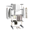 HOMCOM tendedero de ropa plegable con alas laterales extensibles para interior y exterior 142x55x172 cm 4 niveles Gris