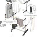 HOMCOM tendedero de ropa plegable con alas laterales extensibles para interior y exterior 142x55x172 cm 4 niveles Gris