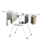 HOMCOM Tendedero de Ropa Plegable Metálico con Brazos Ajustables 156,5x97 cm Blanco