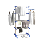 Homcom Tendedero Vertical de 4 Niveles con 6 Ruedas, 2 Laterales Plegables, Estantes Ajustables y Estructura de Acero Inoxidable, Azul
