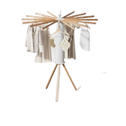 Juego de 1 Tendedero de Ropa Giratorio Plegable con Brazos de Madera, Base Trípode Ahorradora de Espacio y Barras Giratorias 360°, Ajustable y Compact