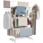 NEWLUX Tendedero Vertical Plegable XXL Fold Care V60 Blanco con Ruedas, 5 Niveles Dobles y 18-21m de Tendido