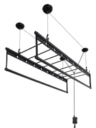 Percha de Ropa Manual de Alta Resistencia - 4 Barras 2.4m con 15 Barras para Toallas, Montaje en Techo Negro para Familias Grandes