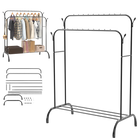 Perchero de Metal Resistente de 80 kg con Estante para Zapatos y 4 Ganchos, Acabado Negro