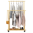 Perchero Doble Capa con Ruedas - Estante para Ropa Resistente