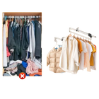 Perchero Retráctil Vertical para Armario, Varilla Extraíble de Montaje Superior para Pantalones, Sin Taladros
