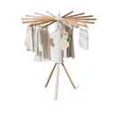 Set de Tendedero de Ropa Plegable Giratorio con Brazos de Madera, Base Trípode Ahorradora de Espacio y Barras Giratorias 360°, Ajustable Compacto