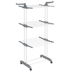 SONGMICS Tendedero de Ropa Plegable, 4 Niveles Móvil, Ruedas Bloqueables, Acero Inoxidable, 64x126x172 cm