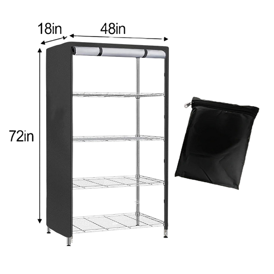 Storage Shelving Unit Cover See Through, Fits Racks 48"L X 18"W X 72"H -Durable Steel Organizer Wire Rack Covers Waterproof
